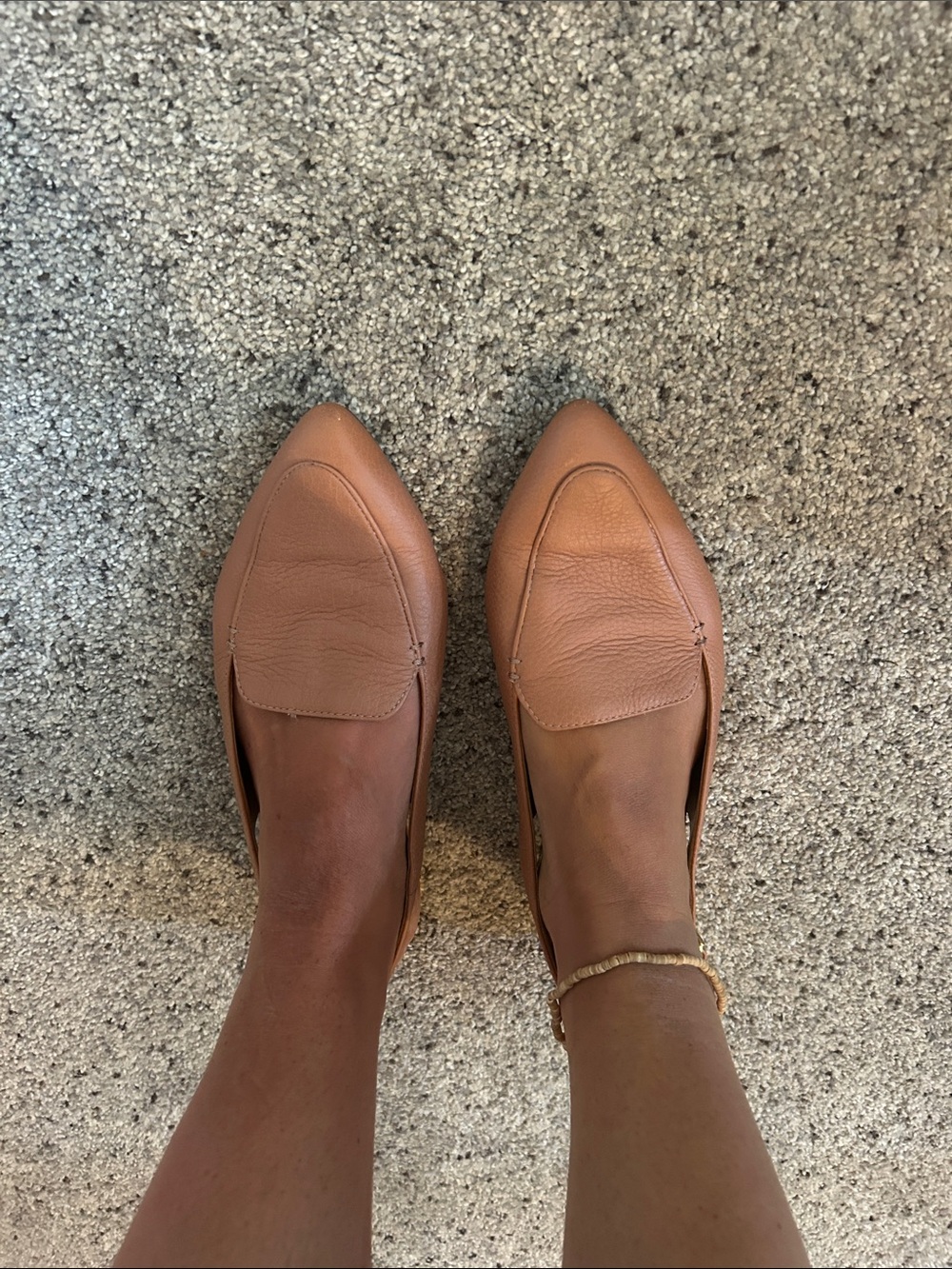 Talbots Women's Blush Leather Pointed Slingback Flats w/ Gold Accent on Heel